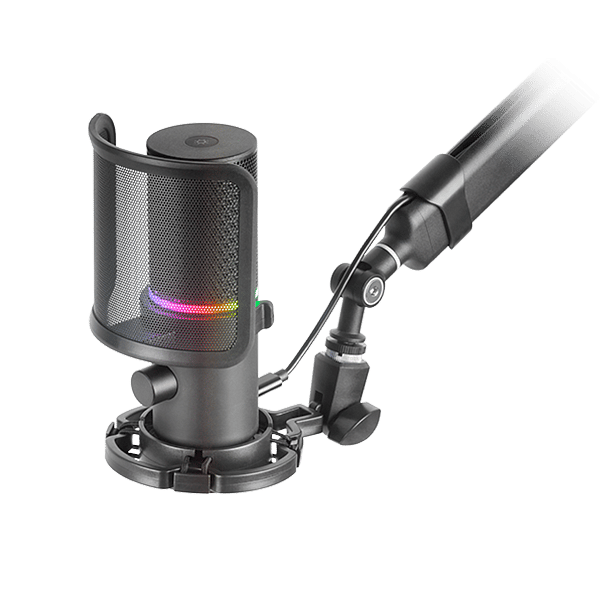 Mars Gaming MMICXT Negro  Micrófono de Estudio Profesional Alta Definición 192Khz 24bit Brazo Omnidireccional Soporte Antivibración Filtro Pop Malla Metálica