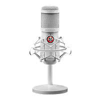 Mars Gaming MMICX Blanco | Micrófono Profesional con Doble Cápsula Cardioide y Omnidireccional 96KHz LED USB Jack 3.5mm