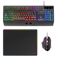 Mars Gaming MCP124 Combo 3 en 1 Teclado Ergonómico RGB+ Ratón Gaming + Alfombrilla | Pack Gaming Teclado, Ratón y Alfombrilla