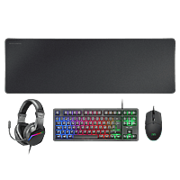 Mars Gaming MCP-RGB3 | Combo 4 en 1 Teclado TKL H-Mech RED + Ratón Gaming RGB + Alfombrilla XXL + Auriculares RGB | Pack Gaming Periféricos