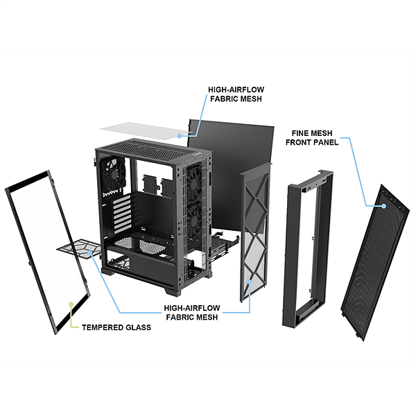 Montech AIR 1000 Lite  Caja Negra ATX Cristal Templado
