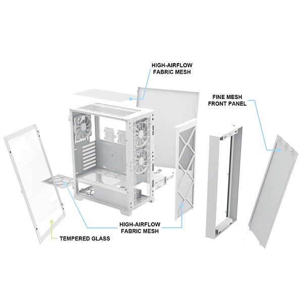 Montech AIR 1000 Lite  Caja Blanca ATX Cristal Templado
