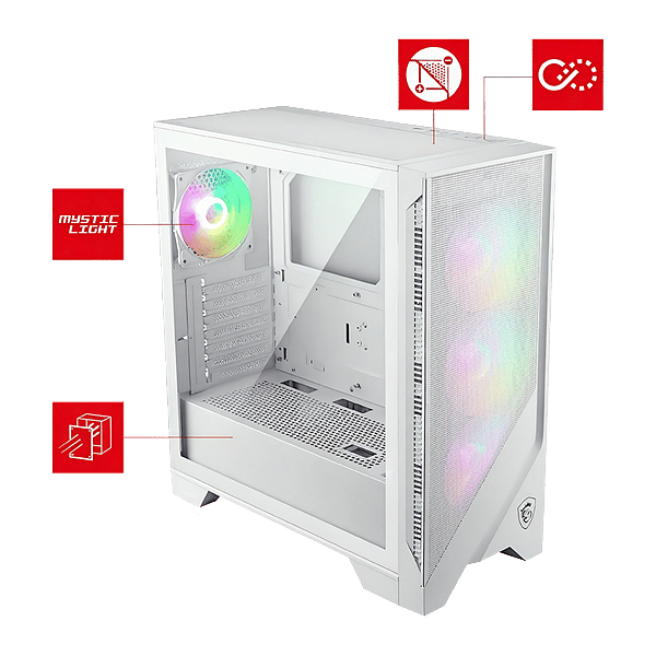 MSI MAG Forge 320R Airflow ARGB  Caja ATX Cristal templado Blanca