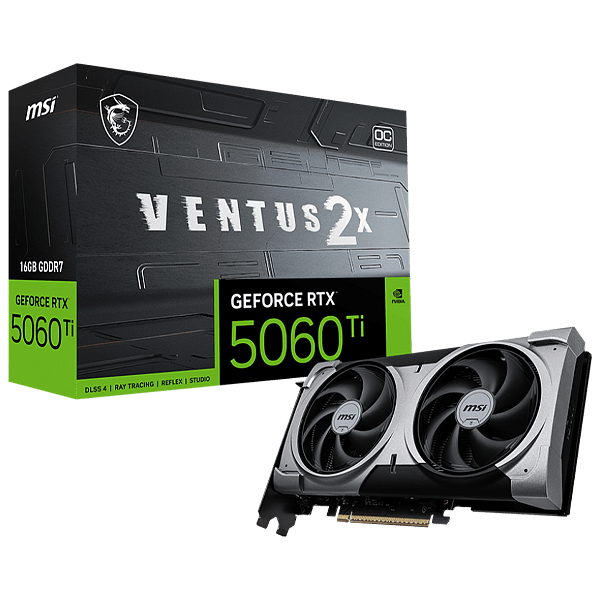MSI GeForce RTX 5060 Ti Ventus 2X OC Plus 16GB GDDR7 DLSS4  Tarjeta Gráfica Nvidia