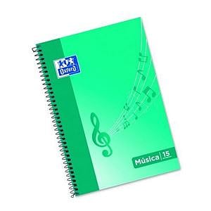 Oxford Cuaderno de Musica Espiral Formato Folio 20 Hojas  15 Pentagramas Interlineado de 2mm Tapa Blanda Color Ice Mint