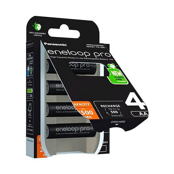 Panasonic Eneloop Pro AA  Pack de 4 pilas 2500mAh  Pilas Recargables NIMH