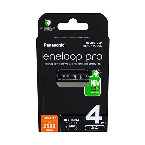 Panasonic Eneloop Pro AA  Pack de 4 pilas 2500mAh  Pilas Recargables NIMH