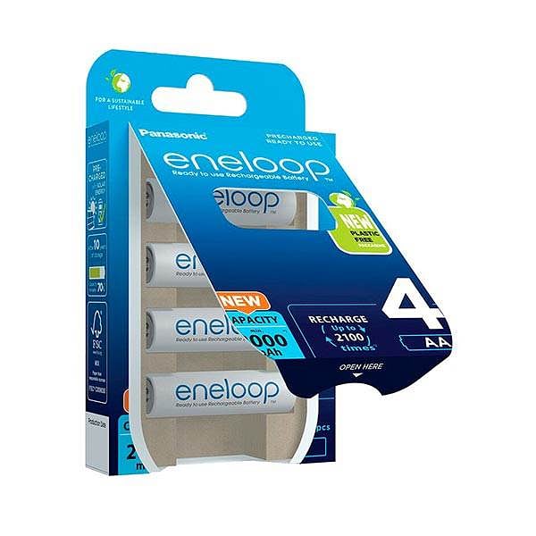 Panasonic Eneloop AA  Pack de 4 pilas 2000mAh  Pilas Recargables NIMH