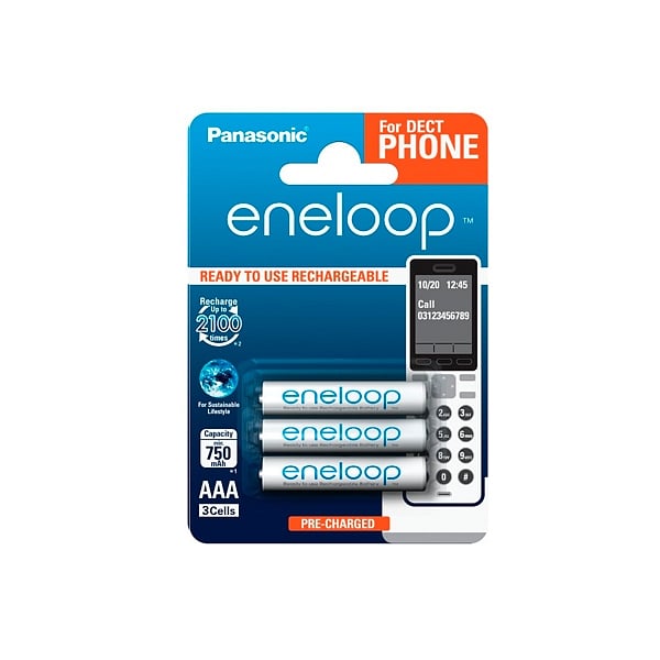 Panasonic Eneloop AAA 750mAh DECT x3  Pilas