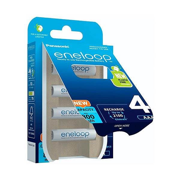 Panasonic Eneloop AAA  Pack de 4 pilas 800mAh  Pilas Recargables NIMH