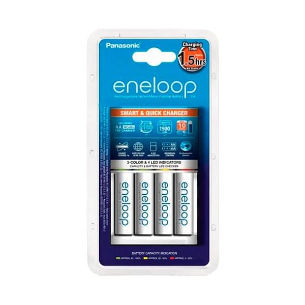 Panasonic Eneloop Cargador Universal SmartPlus Charger  Pack 4 pilas 2000mAh  Pack Pilas Recargables NIMH