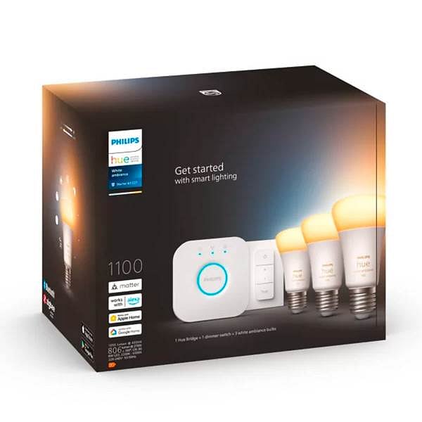 Philips Hue Blanco 2200K6500K A60 E27 95W Pack 3 Bombilla Inteligente