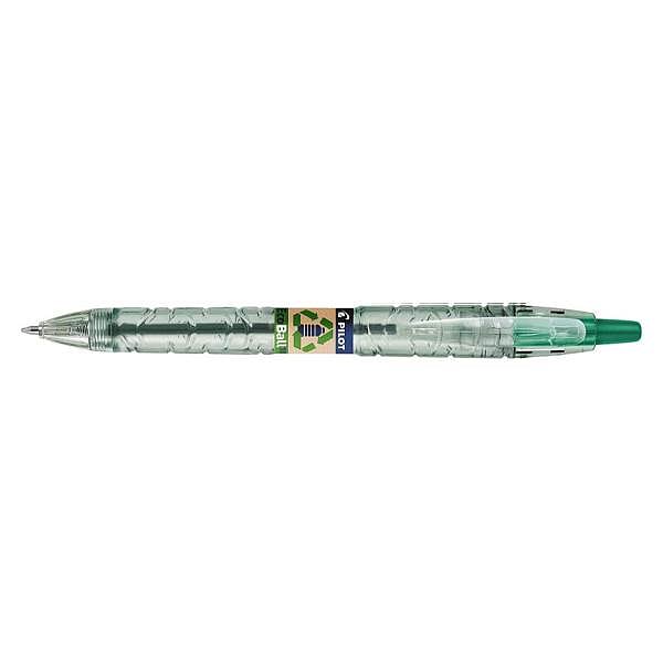 Pilot Boligrafo de Bola Retractil B2P Ecoball BeGreen  Punta Redonda 1mm  Trazo 027mm  8664 de Plastico Reciclado  Recargable  Color Verde