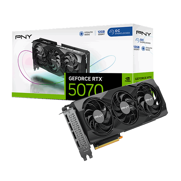 PNY GeForce RTX 5070 OC Triple Fan 12GB GDDR7 DLSS4  Tarjeta Gráfica Nvidia