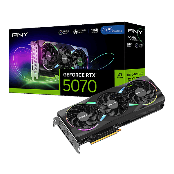 PNY GeForce RTX 5070 ARGB OC Triple Fan 12GB GDDR7 DLSS4  Tarjeta Gráfica Nvidia