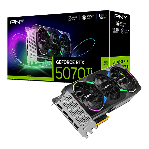 PNY GeForce RTX 5070 Ti ARGB OC Triple Fan 16GB GDDR7 DLSS4  Tarjeta Gráfica Nvidia