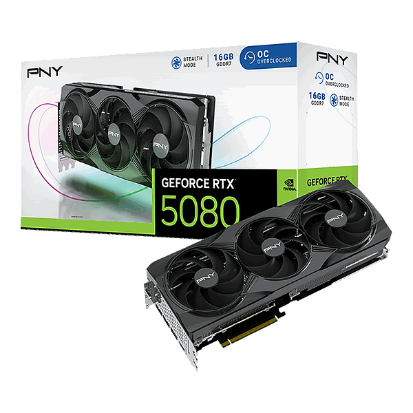 PNY GeForce RTX 5080 OC Triple Fan 16GB GDDR7 DLSS4  Tarjeta Gráfica Nvidia