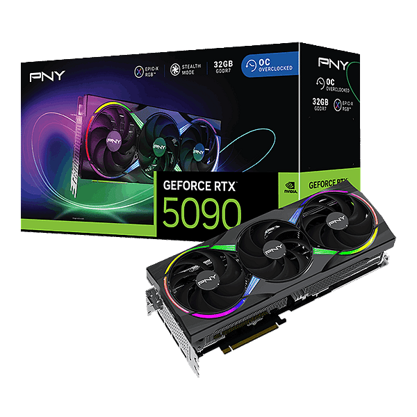 PNY GeForce RTX 5090 ARGB OC Triple Fan 32GB GDDR7 DLSS4  Tarjeta Gráfica Nvidia