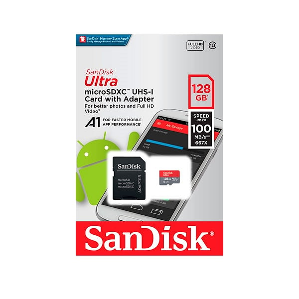 SanDisk Ultra Android 128GB 100MBs cadapt Tarjeta microSD