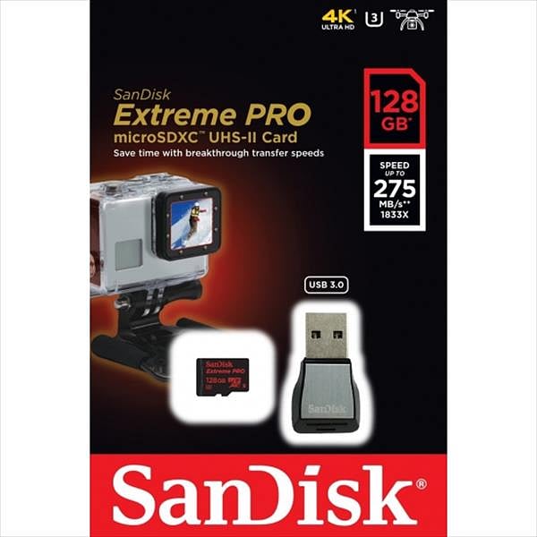 SanDisk Extreme Pro 128GB 275MBs  USB3  Tarjeta microSD