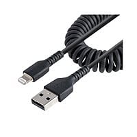 StarTech.com Cable 50cm USB a Lightning Rizado MFi Negro Carga de iPhone