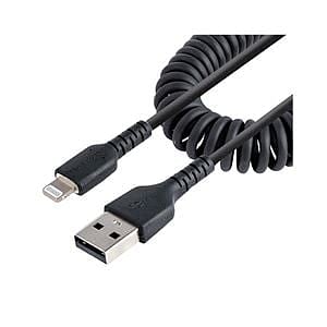StarTechcom Cable 50cm USB a Lightning Rizado MFi Negro Carga de iPhone