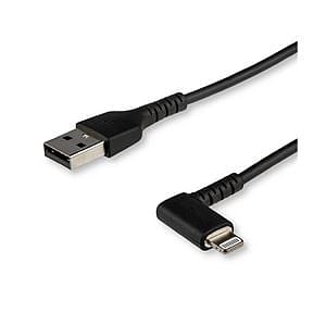 StarTechcom Cable USBA a Lightning Acodado de 2 m  Color Negro