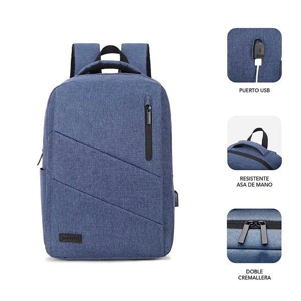 Subblim City Backpack para Portátiles hasta 156 Puerto USB Azul  Mochila