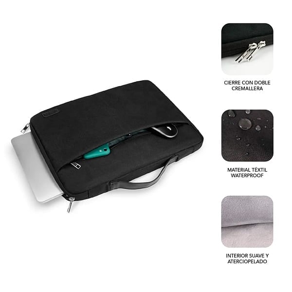 Subblim Elegant Laptop Sleeve para Portátiles hasta 14 Negro  Maletín