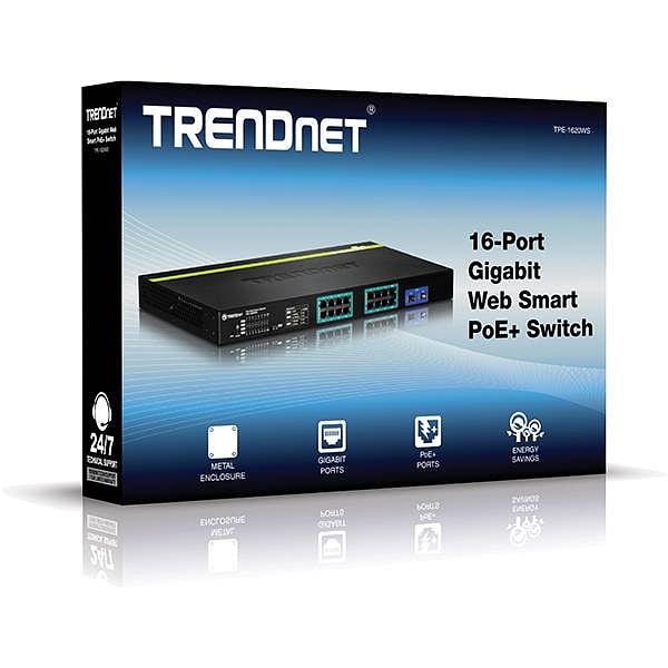 TRENDNet TPE1620WS  Switch 16 puertos GB PoE 185w 4 SPF 40Gbps