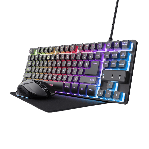 Trust GXT794  Pack Gaming  3en1   Teclado  Ratón Inalámbrico  Alfombrilla  Negro