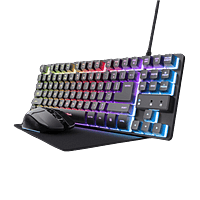 Trust GXT794 | Pack Gaming | 3-en-1 |  Teclado + Ratón Inalámbrico + Alfombrilla | Negro