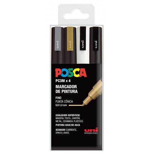 Rotuladores UniBall Posca  Estuche 4 marcadores PC3M GSWB 182634673