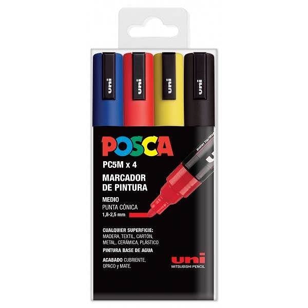 Rotuladores UniBall Posca  Estuche 4 marcadores PC5M BASIC 182634681