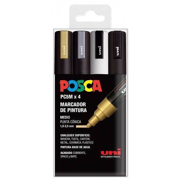 Rotuladores UniBall Posca  Estuche 4 marcadores PC5M GSWB 182634683