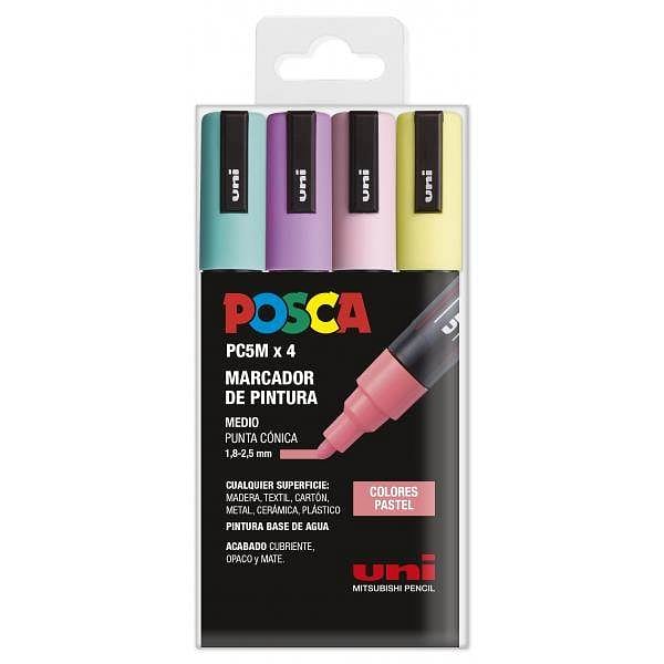 Rotuladores UniBall Posca  Estuche 4 marcadores PC5M Pastel 182634811