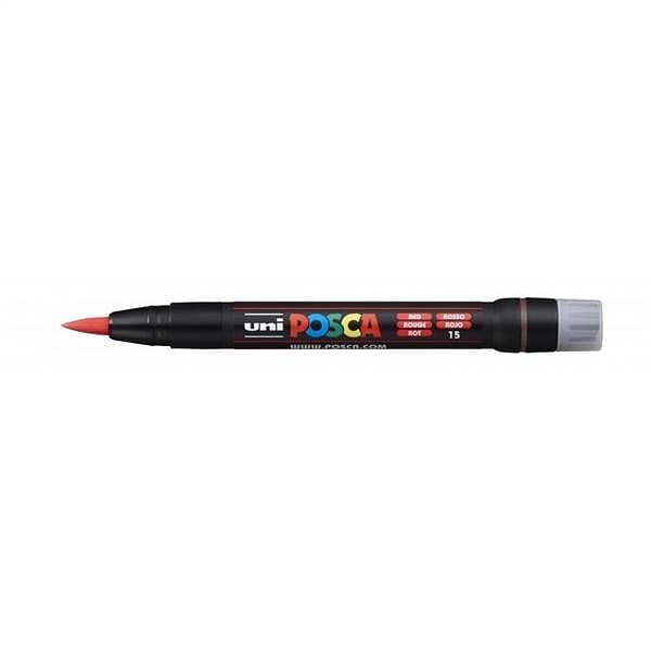 Posca PCF350 Marcador de Pintura  Punta Acrilica Estilo Pincel  Tinta Base al Agua  No Permanente  Resistente a la Luz  Inodoro  Ideal para Carteleria y Decoracion  Color Rojo
