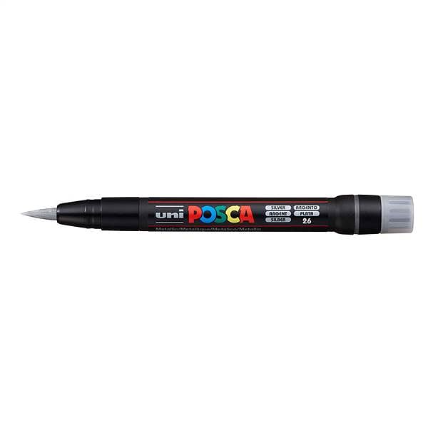 Posca PCF350 Marcador de Pintura  Punta Acrilica Estilo Pincel  Tinta Pigmentada Base al Agua  Resistente a la Luz  No Permanente  Ideal para Carteleria y Decoracion  Color Plata