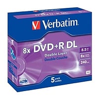 Verbatim DVD+R Doble Capa 8x Pack 5u 8.5GB - DVD