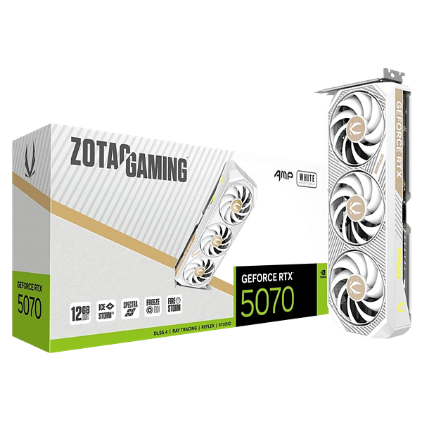 Zotac GeForce RTX 5070 AMP White 12GB GDDR7 DLSS4  Blanca  Tarjeta Gráfica Nvidia