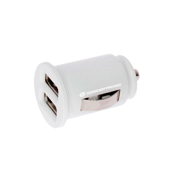 Conceptronic car 2 USB 5V 1224V blanco  Cargador stand