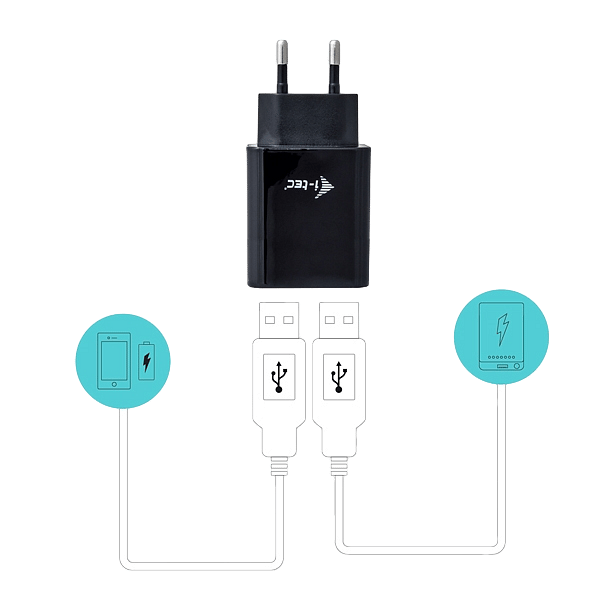 ITec USB Power Charger 2 Ports Negra  Adaptador
