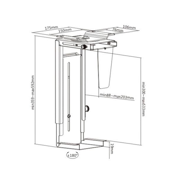 OPLITE Under Desk CPU Mount  Soporte para PC