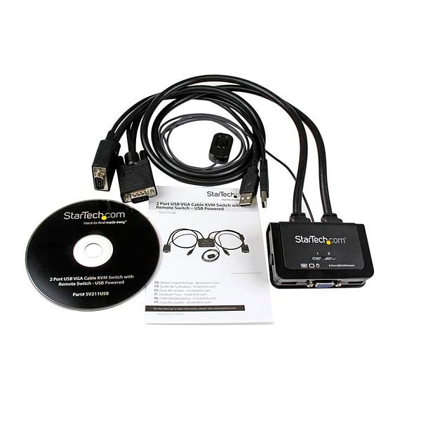 StarTechcom Switch Conmutador KVM de Cable con 2 Puertos VG