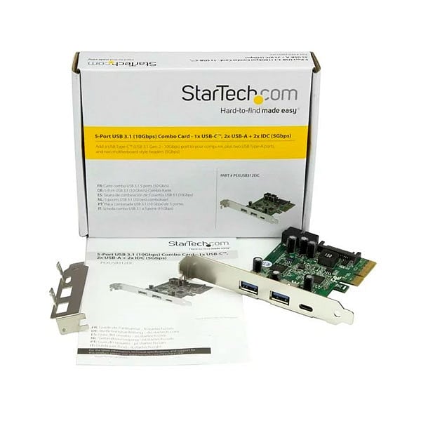 StarTechcom Tarjeta Combo PCI Express de 5 Puertos