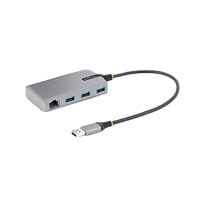 StarTechcom Hub Ladrón USB 30 5Gbps de 3 Puertos USBA  Red Ethernet