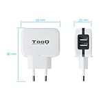 TooQ TQWC1S02 2xUSB 5V 34A 17W Blanco  Cargador de Pared