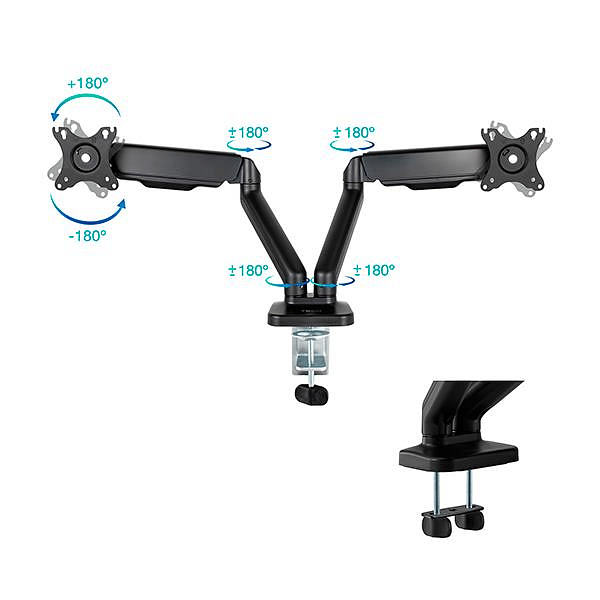 TooQ DB5132TNRB 1732 Negra Doble Brazo  Soporte Monitor