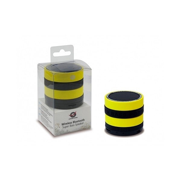 Conceptronic negro amarillo BT micro SD y radio  altavoz