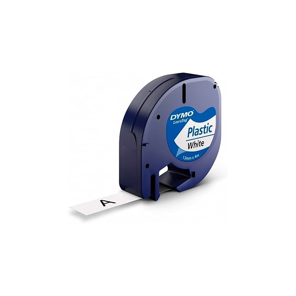 Dymo cinta de plástico negro  blanco 12mm x 4m  Recambio